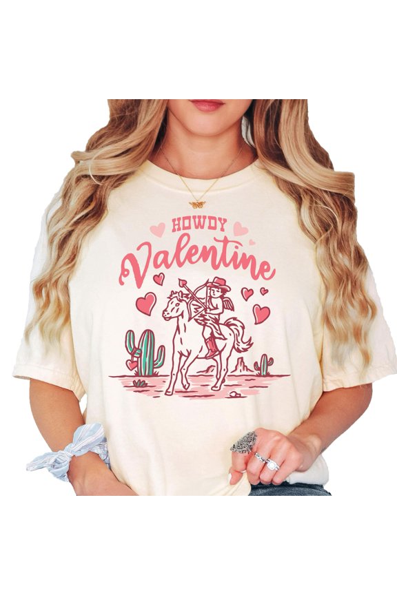 Howdy Valetnine Western Valentine's Matching Shirts for Women and Girls Natural Shirt Adult Medium
