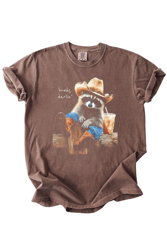 Howdy Western Cowboy Raccoon Graphic T Shirt for Men and Women Funny Vintage Country Shirt Espresso Shirt Adult Large