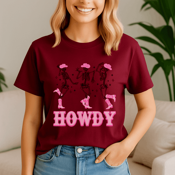 Howdy Western Skeleton Cowgirls Shirt, Skeleton Pumpkin Tshirt, Turkey Santa Dancing,Halloween Tee