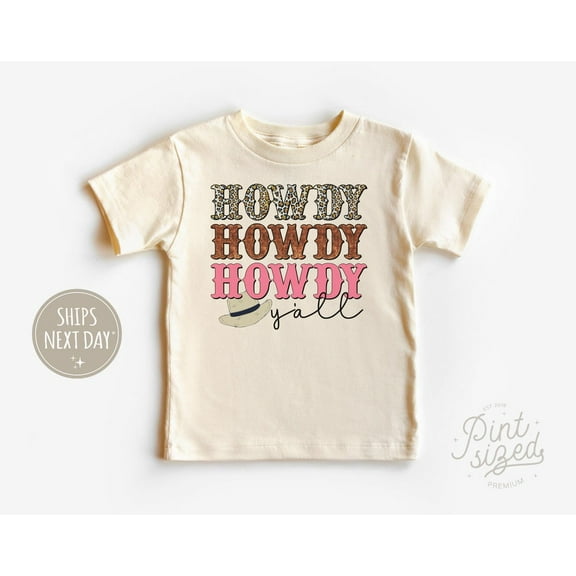 Howdy Y'All Toddler Shirt - Retro Cowgirl Kids Shirt - Cute Country Natural Girls Tee, New Born, Baby Shower Gift, New Parents Gift