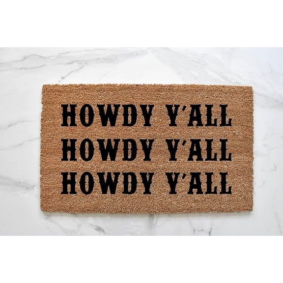 Howdy Y'all Doormat, Welcome Mat, Howdy Decor, Cute Doormat, Howdy, Cowboy Doormat, Outdoor Rug, Cowboy Decor, Front Door Mat, Western Decor Home Kitchen Balcony Decoration 16x24 Inch