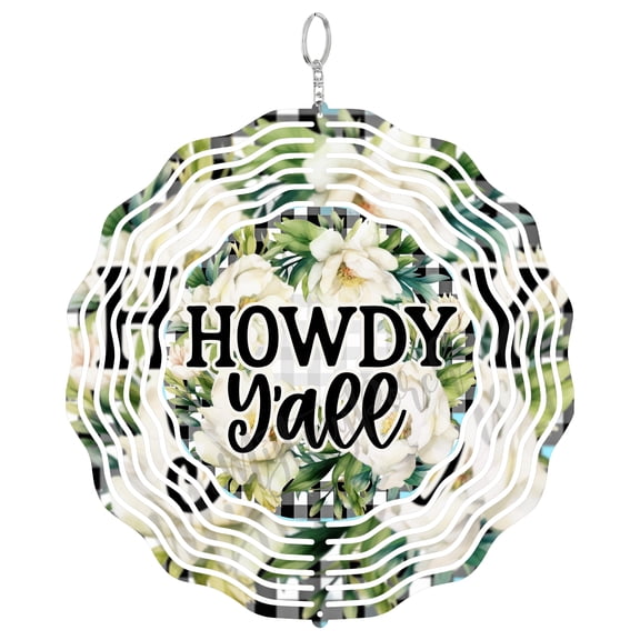 Howdy Yall Floral Wreath 3D Wind Spinner, Sublimation Design, Western Country Welcome Sign