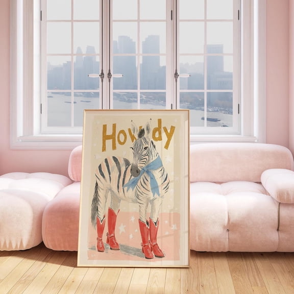 Howdy Zebra Fun Nursery Wall Art Poster, Unframed Size 16x24