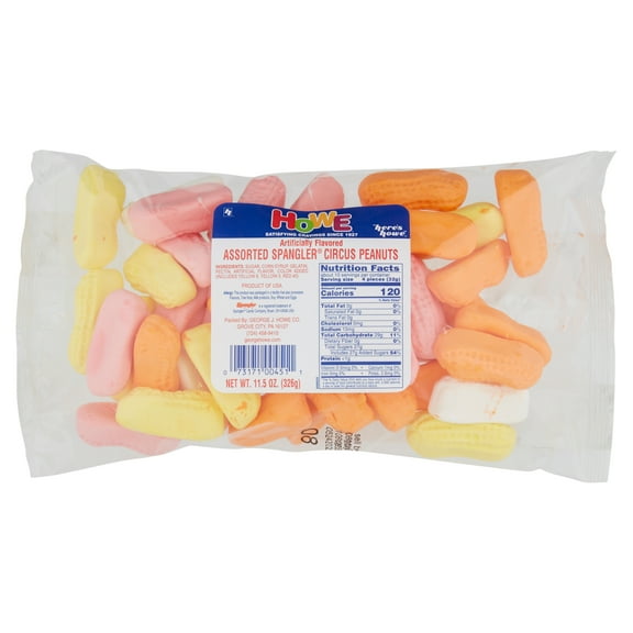Howe Assorted Spangler Circus Peanuts Chewy Candy, 11.5 oz, Bag