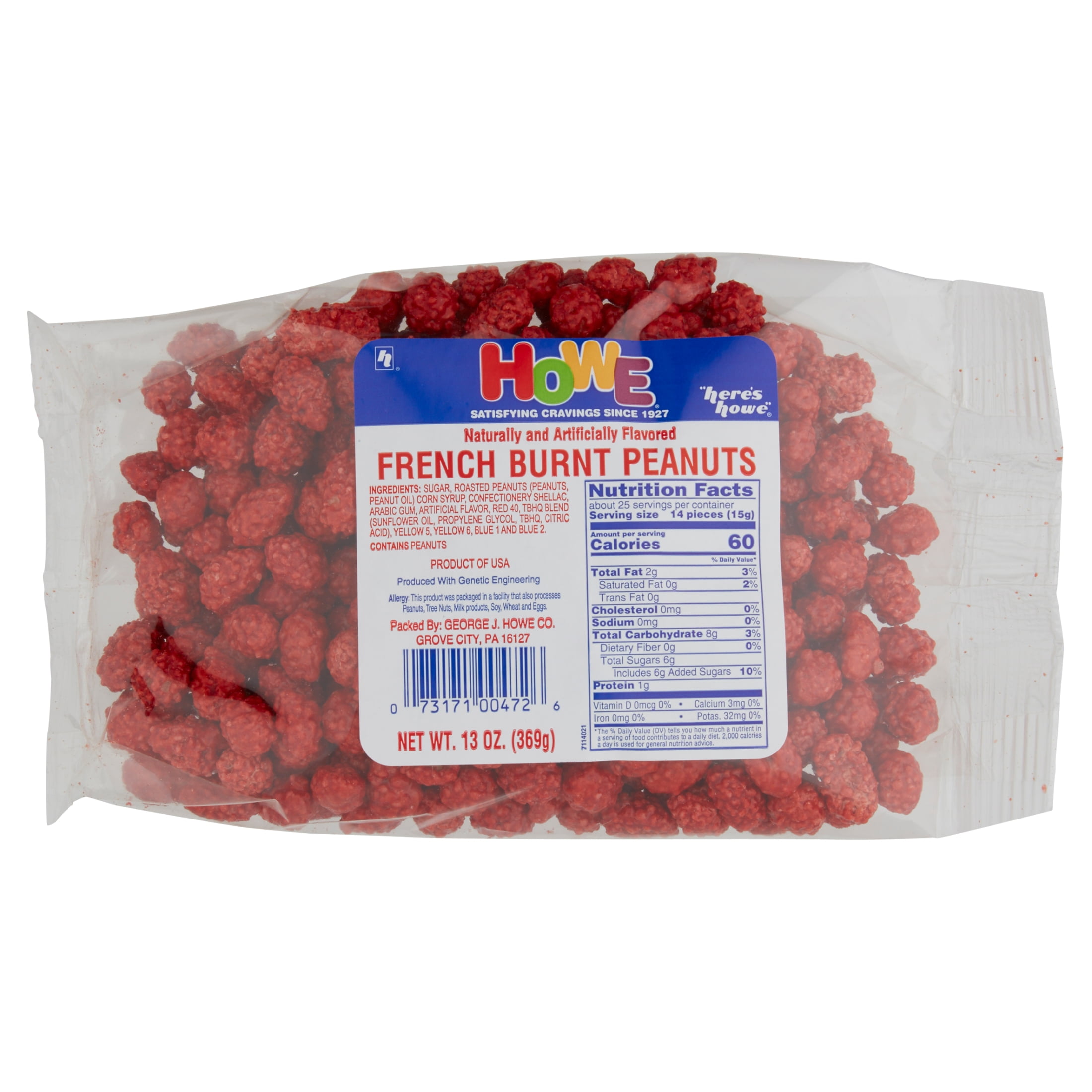 Howe French Burnt Peanuts, Edible Nuts 13 oz Bag