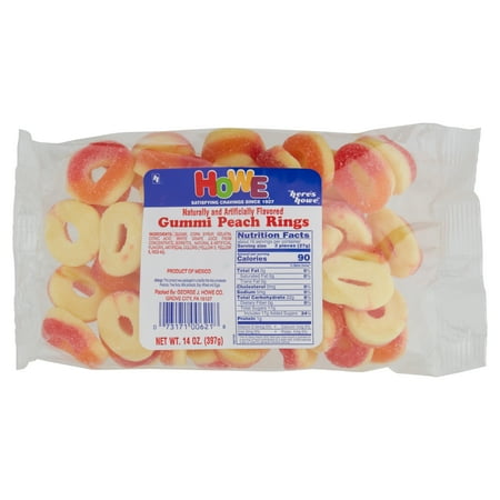 Howe Gummi Peach Rings Gummy Candy, 14 oz, Bag