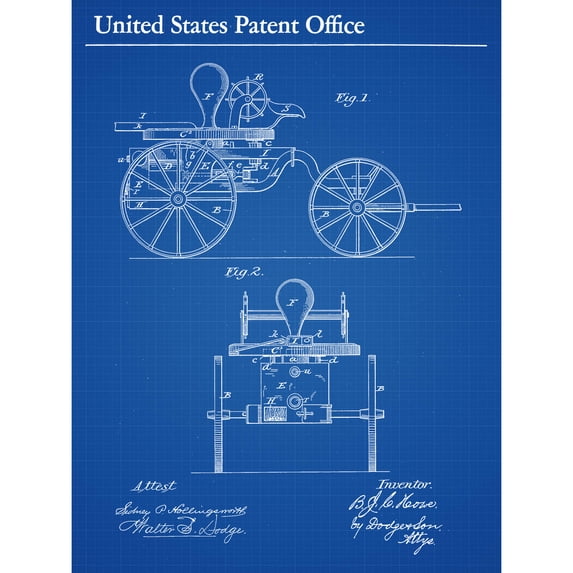 Howe Remington Fire Engine Vintage 1882 Patent Extra Large XL Wall Art Poster Print