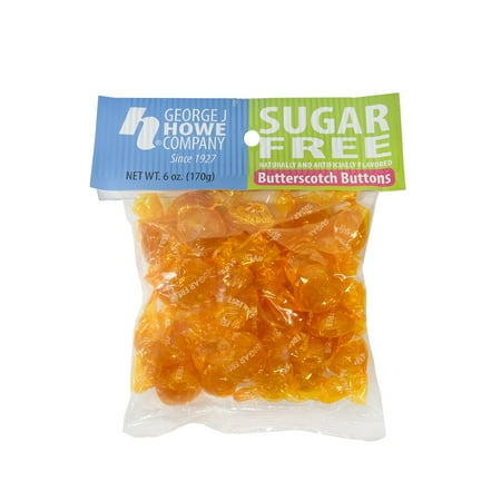 Howe Sugar Free Butterscotch Buttons Hard Candy, 6 oz, Bag