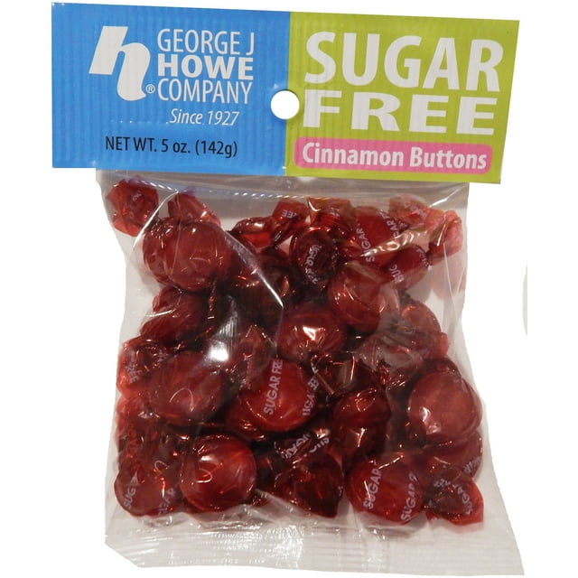 Howe Sugar Free Cinnamon Buttons, Hard Candy 5 oz Bag