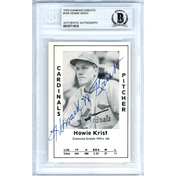 Howie Krist Autographed 1979 Diamond Greats Card #165 St. Louis Cardinals Beckett BAS #10711616