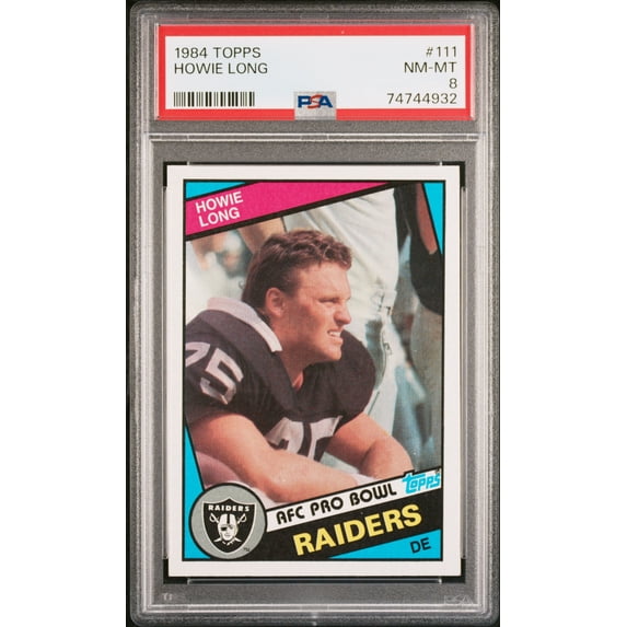 Howie Long 1984 Topps Football Rookie Card RC #111 Graded PSA 8