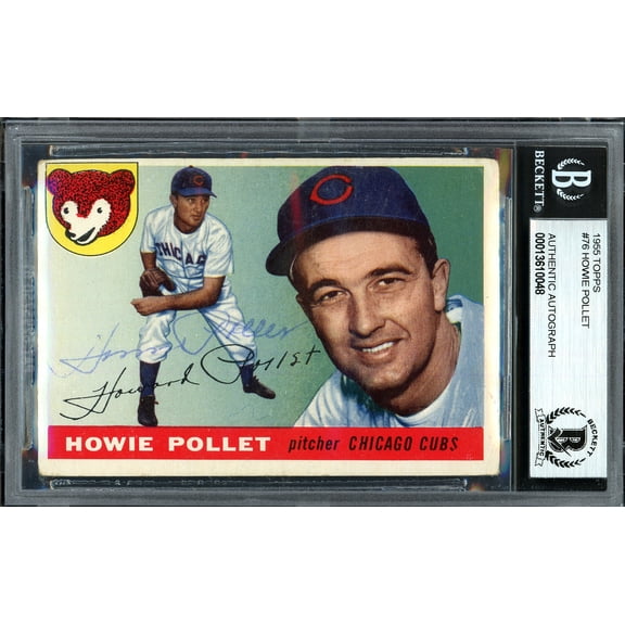 Howie Pollet Autographed 1955 Topps Card #76 Chicago Cubs Beckett BAS #13610048