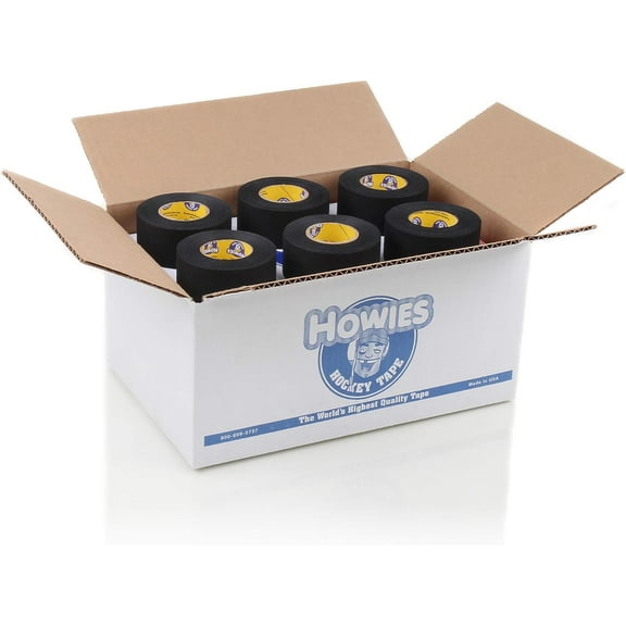Howies Hockey Tape - 1.5" Black Cloth Hockey Tape (24 Pack) and Free Tape tin