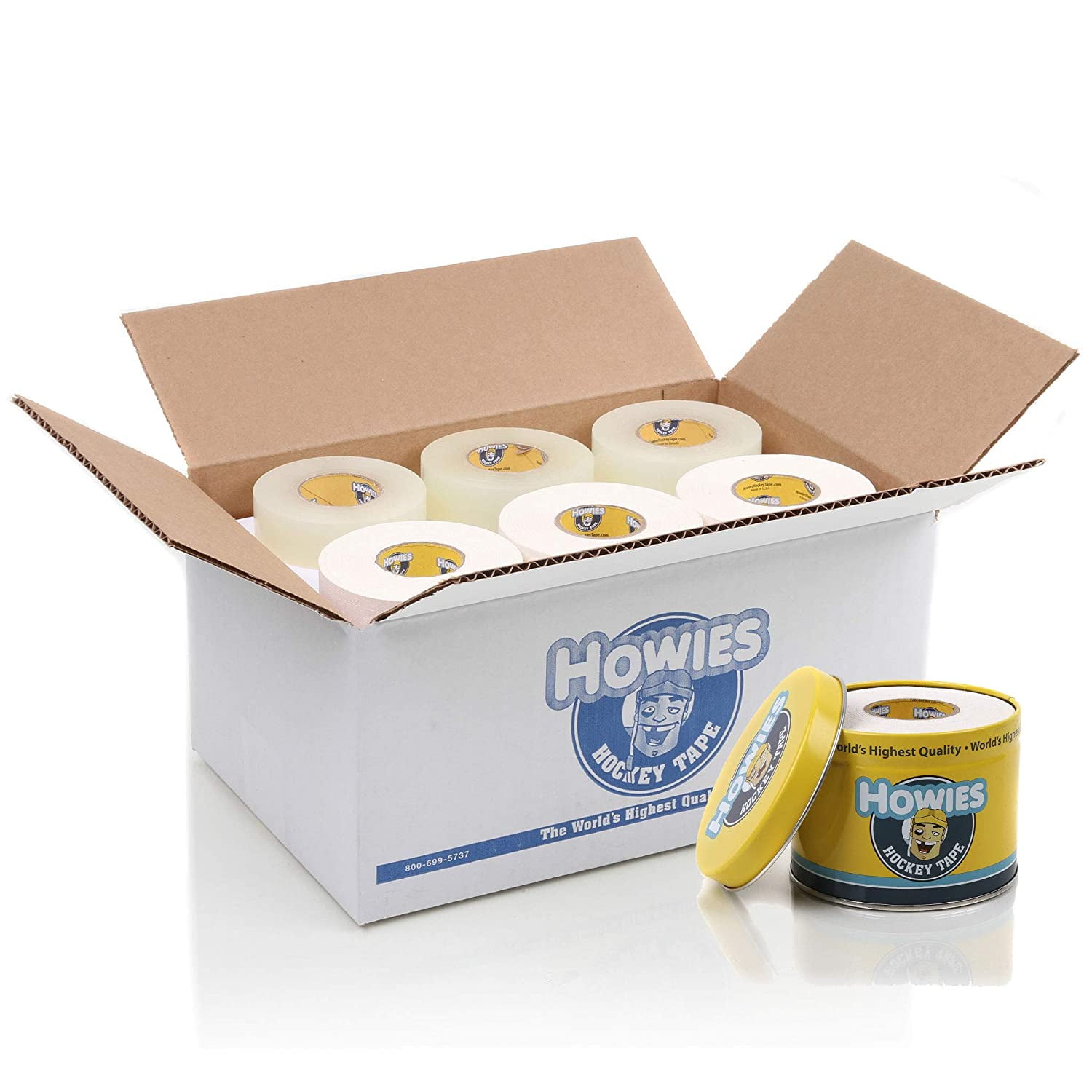 Howies Hockey Tape - Clear Shin Pad & White Cloth (30 Pack) - Free Tape Tin