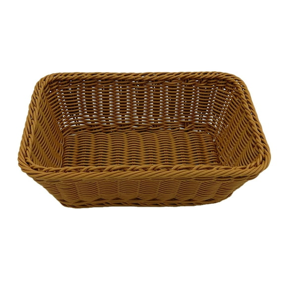 FRCOLOR Brown Imitation Rattan Bread Basket for Family Use PP Material Lightweight EcoFriendly 12 x 8 x 6 Inches
