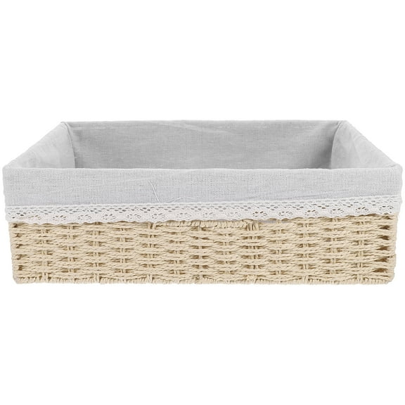 Howish Fruit Basket Handwoven Storage Basket with Liner - Beige,Synthetic material(14.96"X10.24"X5.12")