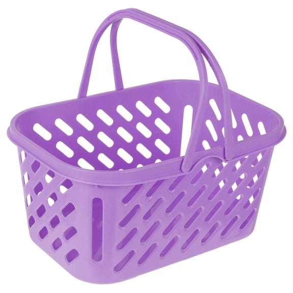 FRCOLOR Violet Plastic Shopping Storage Basket with Double Handles for Shopping Use, Large Capacity