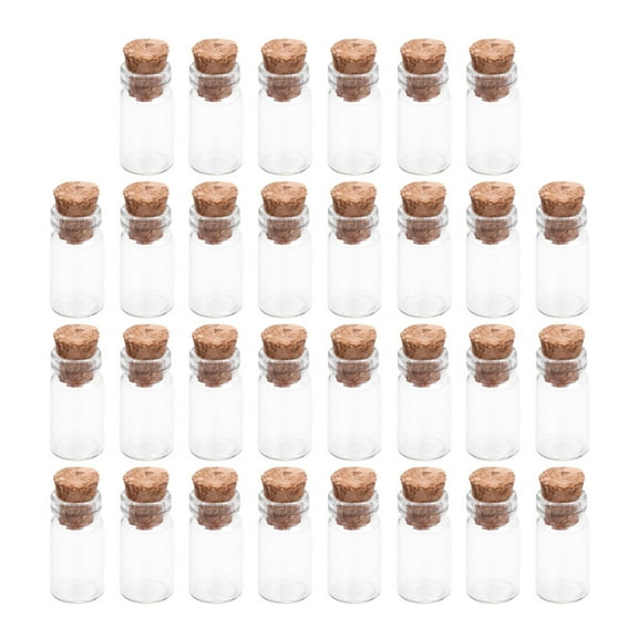 Howish Mini Glass Cork Bottles Glass Bottles Cork Tops - 30pcs Tiny Jars for DIY Crafts,composite material(0.87"X0.39"X0.39")