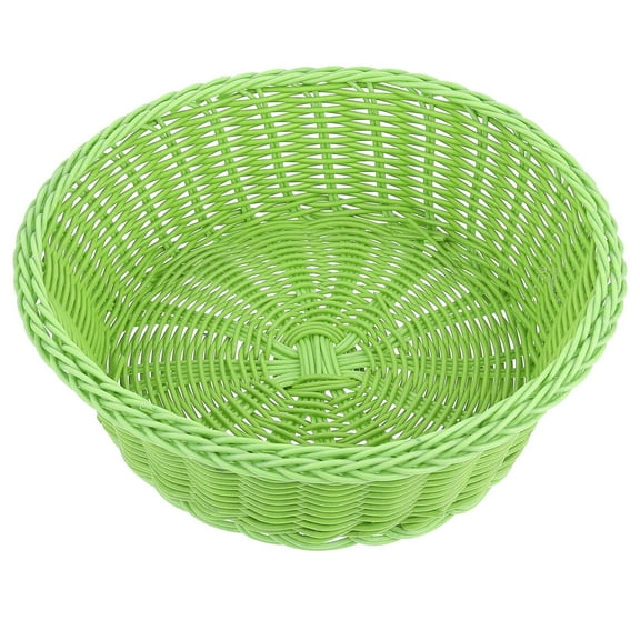 Howish Plastic Basket Green Bread Basket Wicker Storage Box Fruit Tray Home Decor(9.53"X9.61"X2.95")