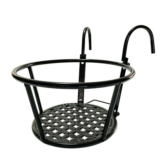 WRISTBIQUE Railing Flower Pot Holder Metal Black for Plant Lovers 1 Pair 8.65X7.47X6.68in