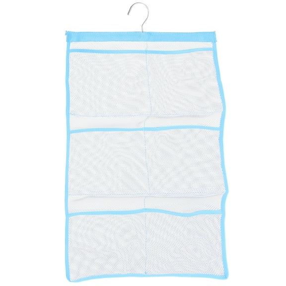 Howish Shower Organizer 6 Storage Pockets Hanging Mesh Shower Space Saving Bathroom Accessories Quick Dry Bath Organizer with Single Hook (Sky-blue)(24.8"X13.78"X0.04")