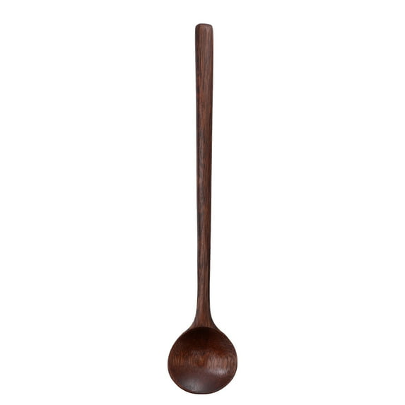 WRISTBIQUE Soup Spoon Round Wooden Ladle Brown Wood 1Pcs