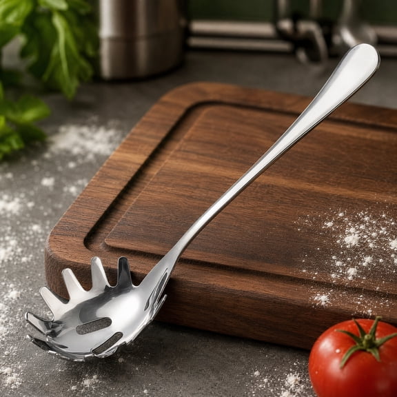 Stainless Steel Spaghetti Spoon Pasta Server with for Noodles and Pasta, Kitchen Utensil, 9.45 x 2.56 x 1.18 Inches