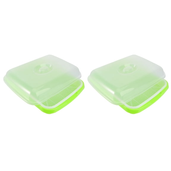 WRISTBIQUE Garden Tray Sprout Trays Green Plastic 2 Sets 12.77x10.22in