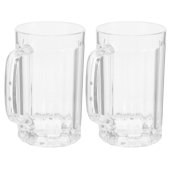 Howish beer mug Beer Freezer Glasses Clear Drinking Cup with Handles (2pcs)(3.15"X3.15"X5.31")