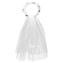 WRISTBIQUE Bride Flower Wreath Headband Gauze Plastic 1Pcs 7.9x7.9x16.5in
