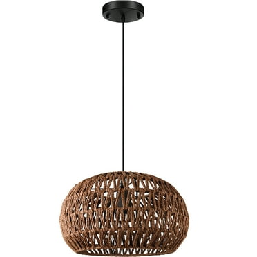 Howish pendant lights Rattan Chandelier Woven Shade Ceiling Lamp,rattan, metal(11.81"X11.81"X6.69")