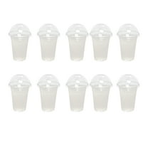 FRCOLOR 50 Pcs Clear Plastic Cups with Dome Lids for Cold Drinks Smoothies Bubble Tea 500ml PP Transparent