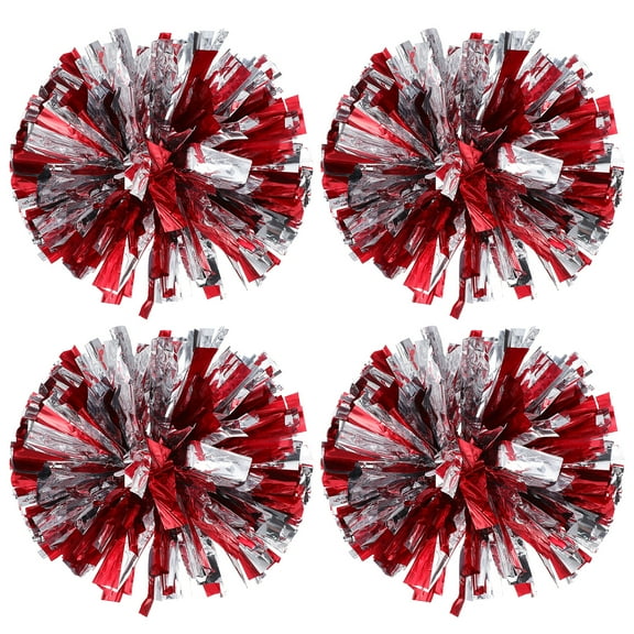 Howish pom poms 4pcs Cheerleading Pom Poms Red Silver(11.81"X11.81"X11.81")