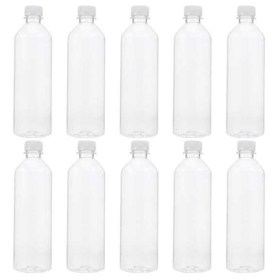Howish simple water bottles 10pcs Clear Glass Water Bottles with Lid for Beverage Water (500ml)(2.36"X2.36"X8.27")