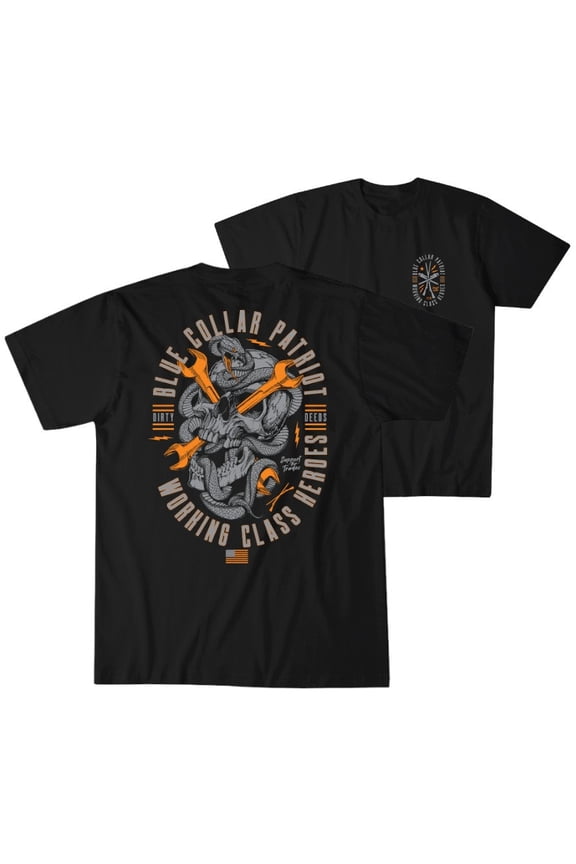 Style Men's T-Shirt Blue Collar Deeds Military Grunt MFG