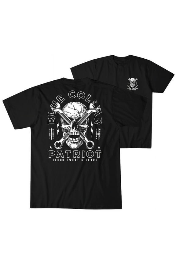 Style Men's T-Shirt Blue Collar Gears Military Grunt MFG