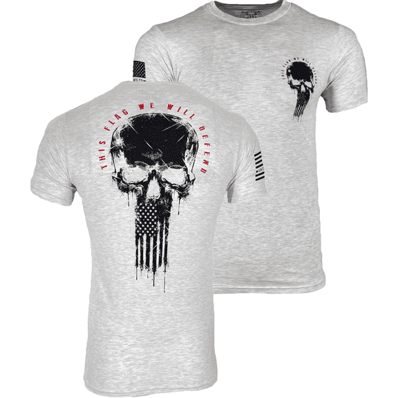Howitzer Style Men's T-Shirt FLAG SKULL Military Grunt S-5XL