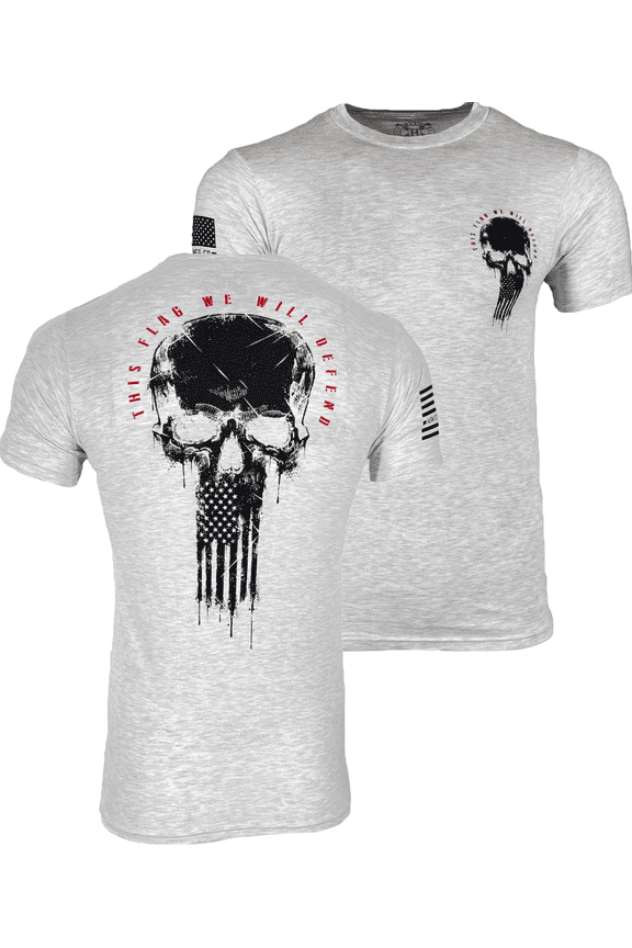 Style Men's T-Shirt FLAG SKULL Military Grunt S-5XL