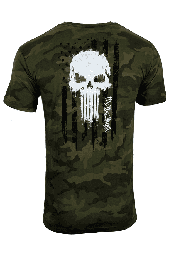 Style Men's T-Shirt SKULL FREEDOM FLAG Military Grunt MFG