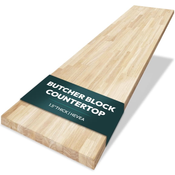Howizz Butcher Block Countertop 36 x 25 x 1.5, Hevea Unfinished Solid Wood Table Top, Wood Countertop for DIY for Desktop, Workbench Top, Kitchen Countertop