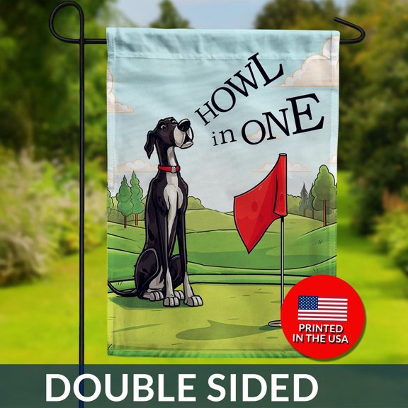Howl In One Golf Dog Flag Funny Sports Decor 1