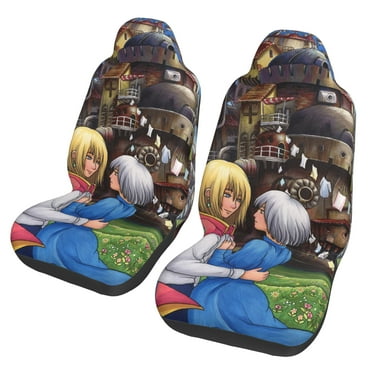 Howl'S Moving Castle Car Front Seat Covers 2 Pcs Universal Auto Seat Covers Front Seats Only, Vehicle Bucket Seat Protectors Fit for Most Car SUV Van Sedan and Truck