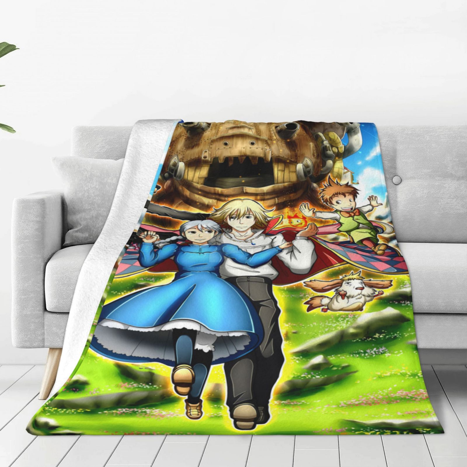 Howl'S Moving Castle Fleece Blanket Soft Cozy Luxury 3d Printed Flannel