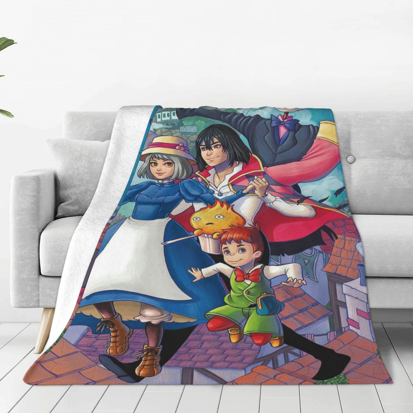Howl'S Moving Castle Fleece Blanket Soft Cozy Luxury 3d Printed Flannel