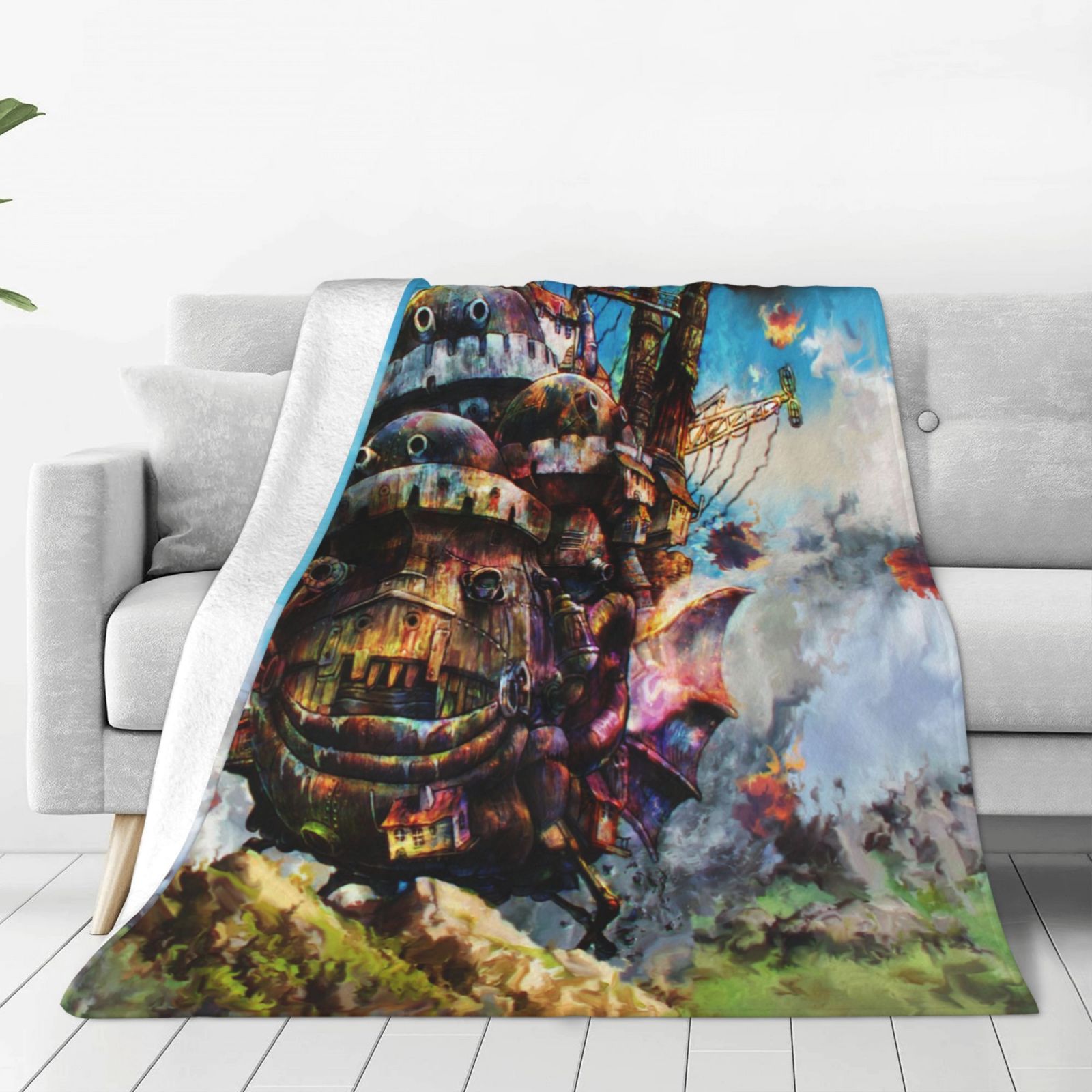 Howl'S Moving Castle Fleece Blanket Soft Cozy Luxury 3d Printed Flannel