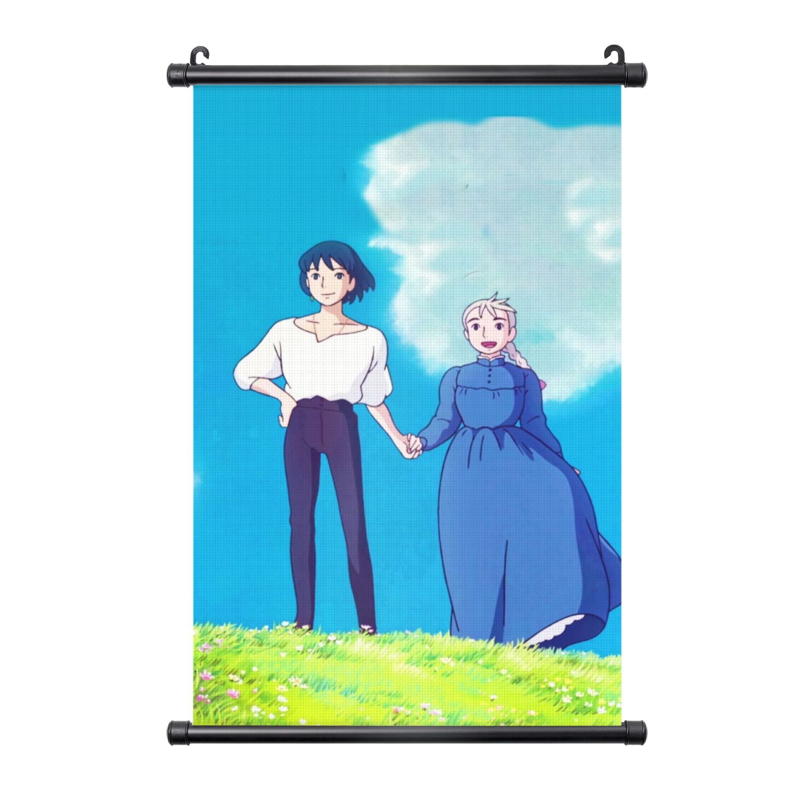 Howl'S Moving Castle Hanging Poster, Black Plastic Shaft Wall Hanging