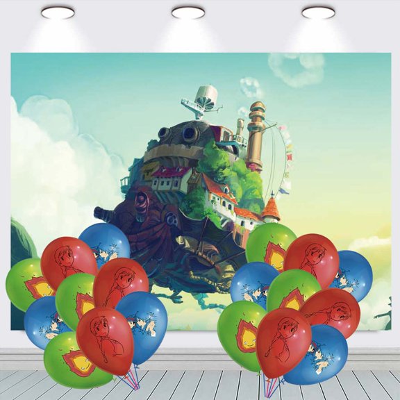 Howl's Moving Castle Balloons Party Supplies Taspestry Poster Banner Backdrop Background Birthday Wall Decor