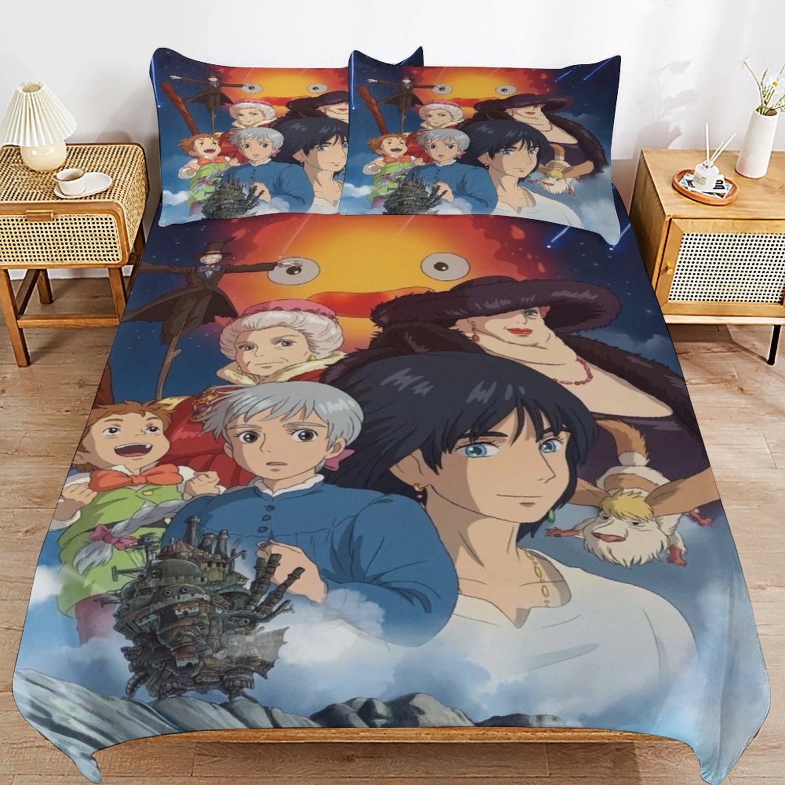 Howl's Moving Castle Duvet Cover 3 Pcs Set Cute Kids Comforter Cover