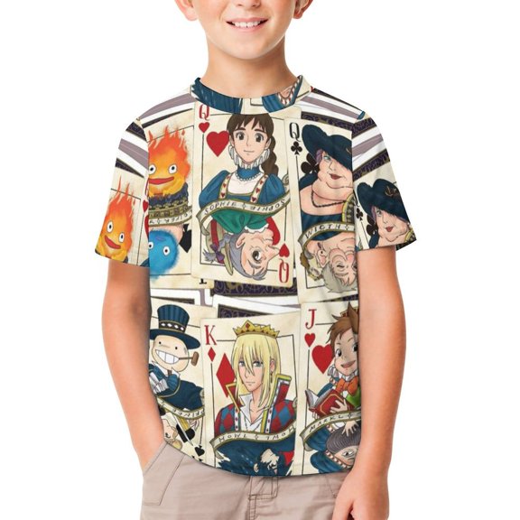 Howl's Moving Castle Unisex T-Shirt for Boys Girls Short Sleeve Sports Top Breathable Blouse 3D Prints Tee Shirts Casual Children Clothing 110CM