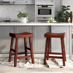 Epping Wood 24" High Saddle Stool in Dark Cherry (Set of 2)